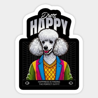 Dress Happy Cute Poodle Dog Image Sticker